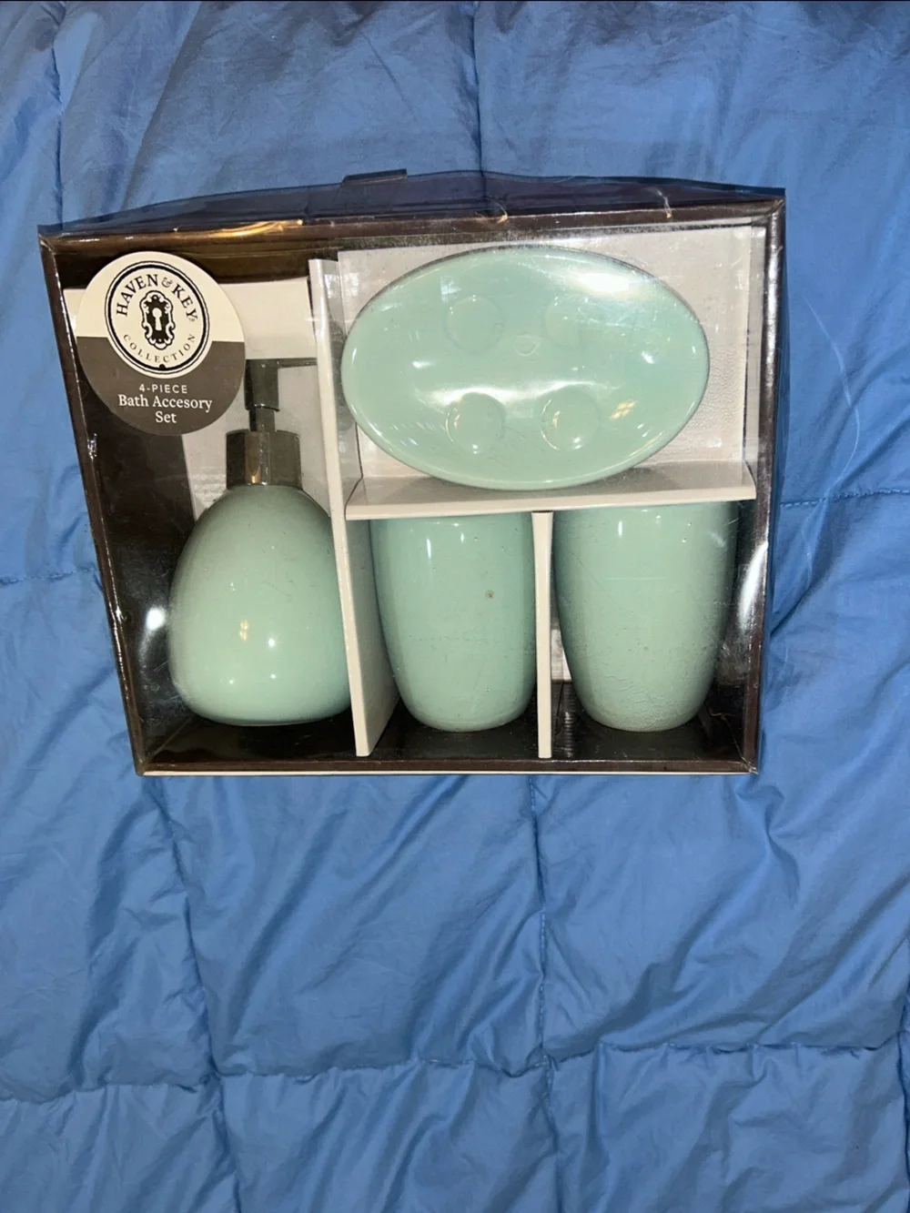 Mint Green 4-Piece Ceramic Bath Accessory Set
